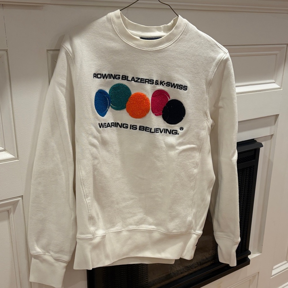 Rowing Blazers x K-Swiss White Crewneck Sweatshirt with Colorful Logo